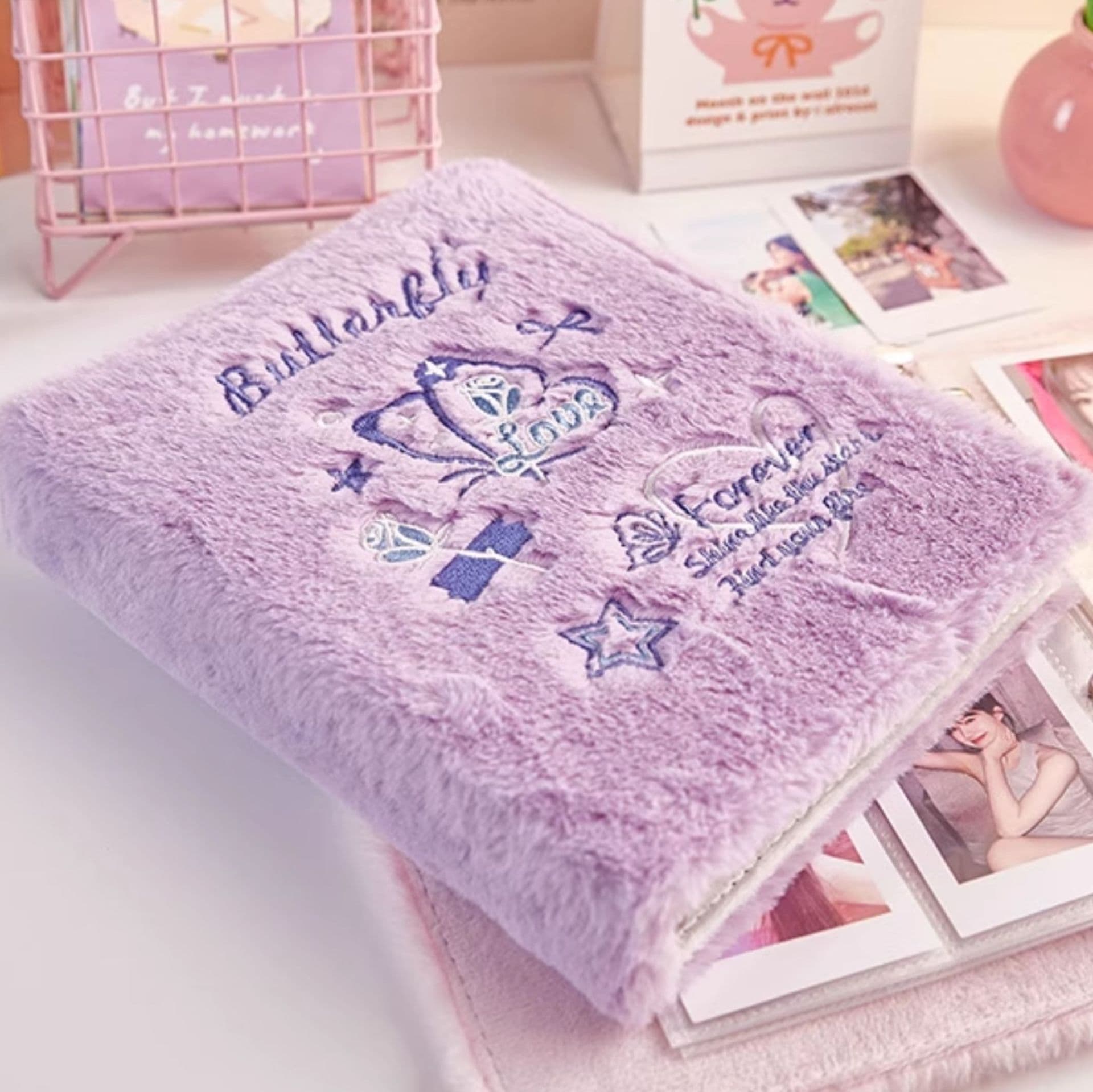 アルバム 蝶々刺繍ふわふわアルバム写真整理帳